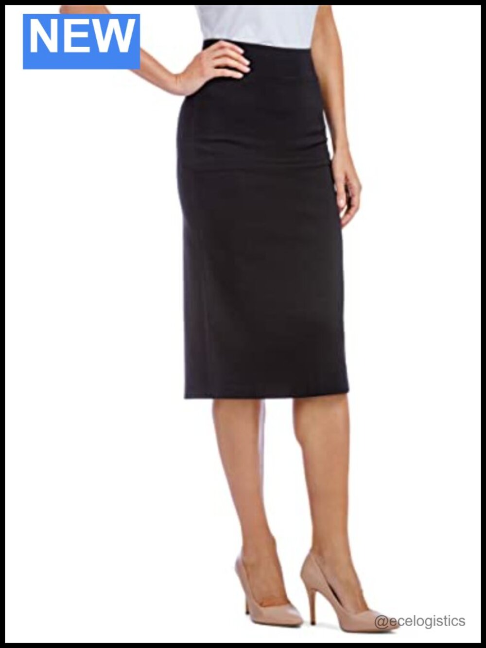 Women's Ponte Pencil Skirt Midi Length Pull On